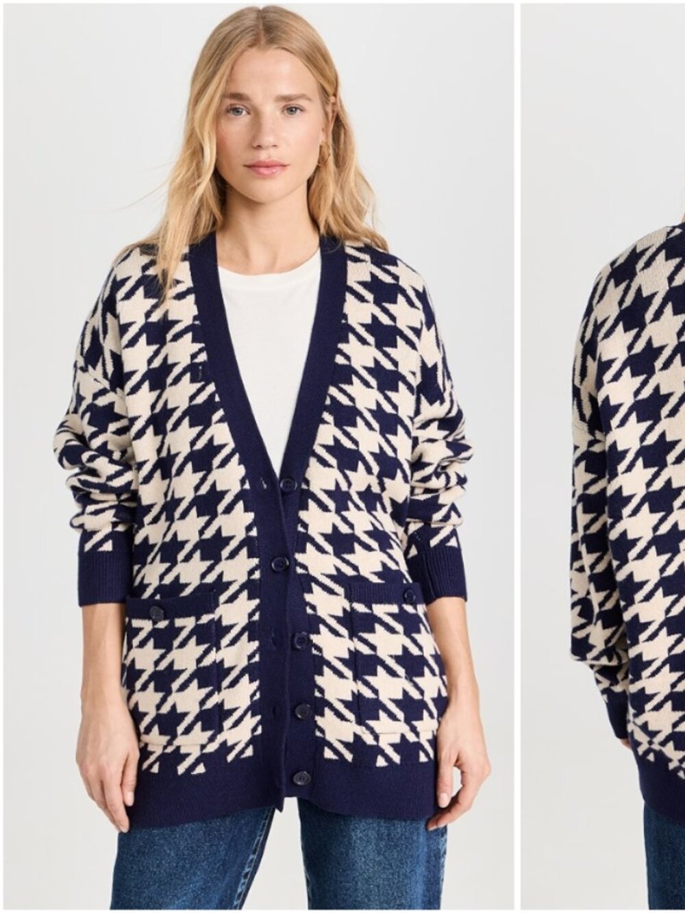 English Factory Knit Houndstooth Cardigan Knit Houndstooth Cardigan Size XS